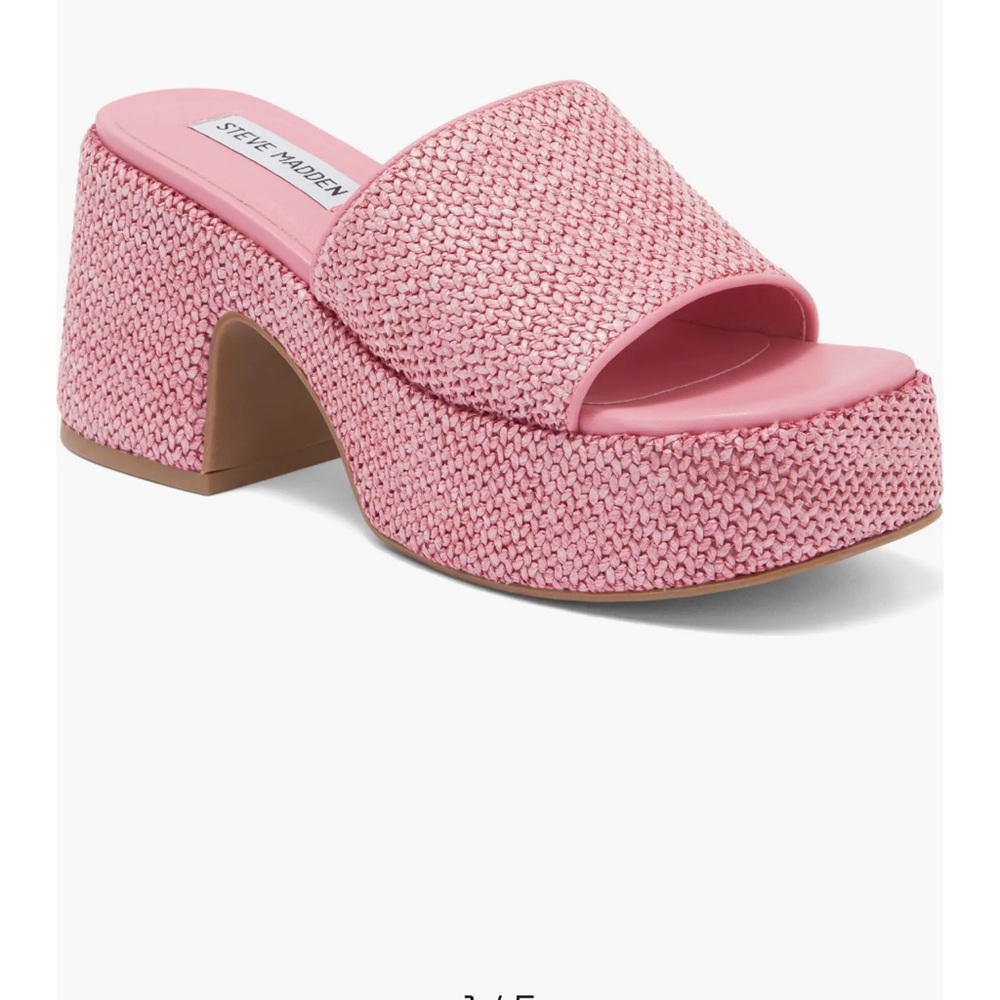 Steve Madden Pink Platform Shoes with Square Toe and Open Back